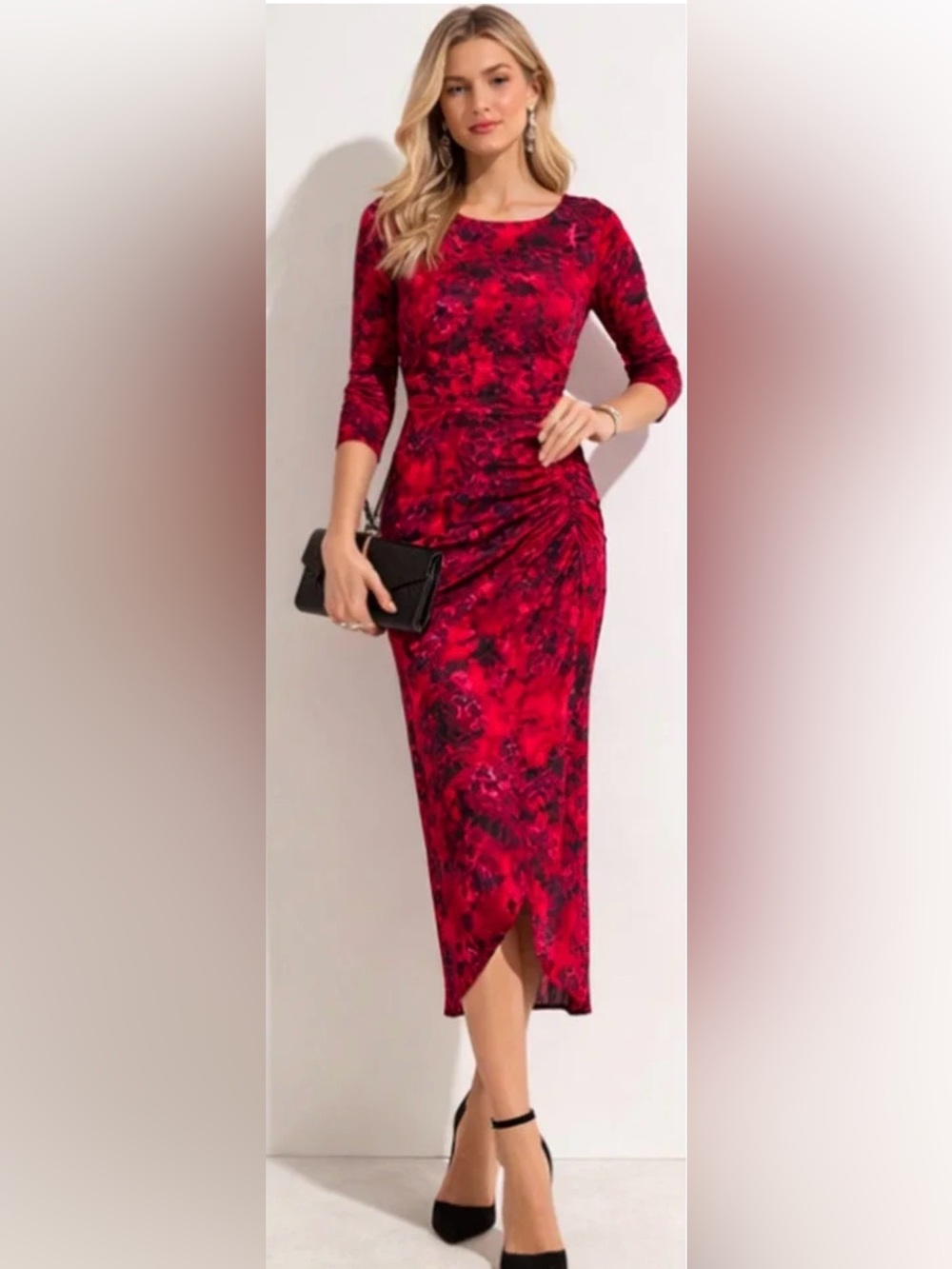 NWT White House Black Market Kaleidoscope Indulgent Ruched Midi Dres Sz 10 - Picture 2 of 12